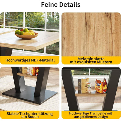 Ausziehbarer Esstisch Natur & Schwarz | Küchentisch für Küche & Wohnzimmer