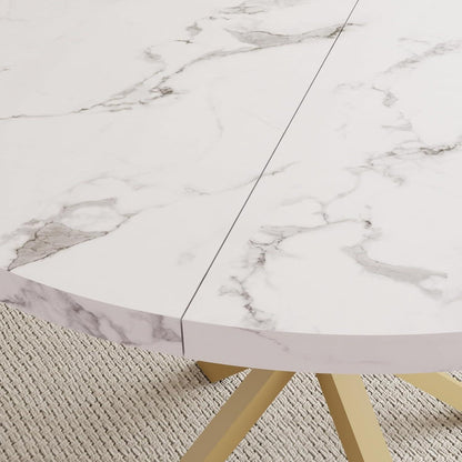 Moderner Esstisch Set 100cm mit 4 Sesseln in Lederoptik