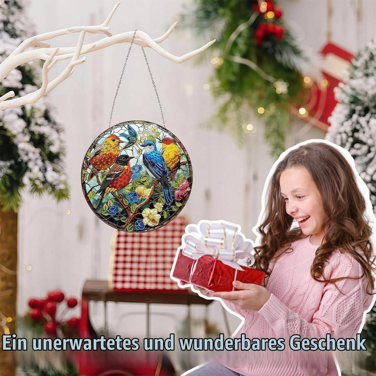 5D Diamant Painting Vogel Anhänger – Fensterbild für Zuhause