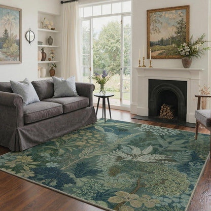 Vintage Teppich 160x230cm - Sage Leaves, Waschbar & Rutschfest