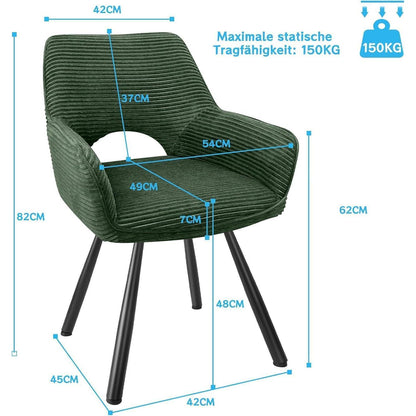 4er Set Drehbar Stühle | Grün, Modern & Komfortabel