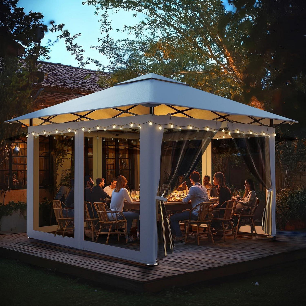 Gartenpavillon 3x3m mit Moskitonetz & UV-Schutz