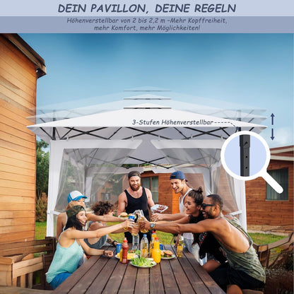 Gartenpavillon 3x3m mit Moskitonetz & UV-Schutz