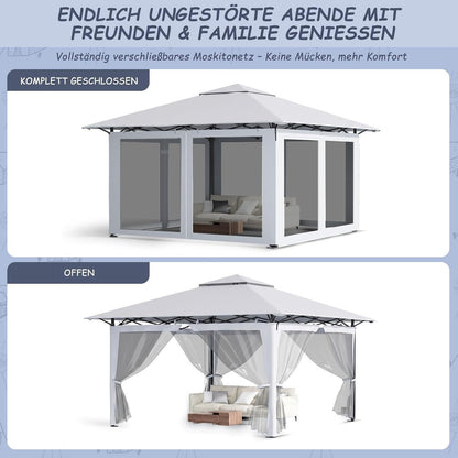 Gartenpavillon 3x3m mit Moskitonetz & UV-Schutz