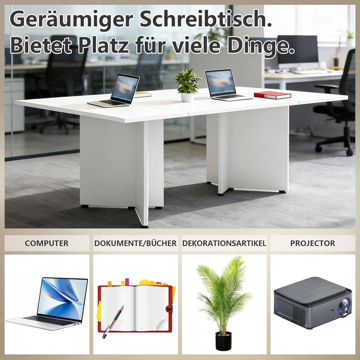 Modularer Konferenztisch, Erweiterbar, Weiß, 600 x 120 cm