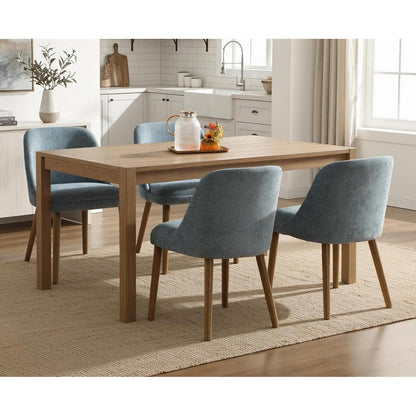 Moderner Esszimmerstuhl Set Blau mit Chenille & Lendenstütze