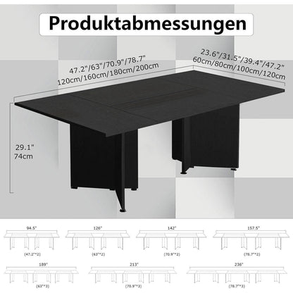 Modularer Konferenztisch, Erweiterbar für 4-12 Personen, Schwarz Weiß