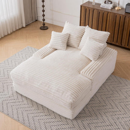 Cord Schlafsofa mit 4 Kissen – Ultraweiches Relaxsofa Beige