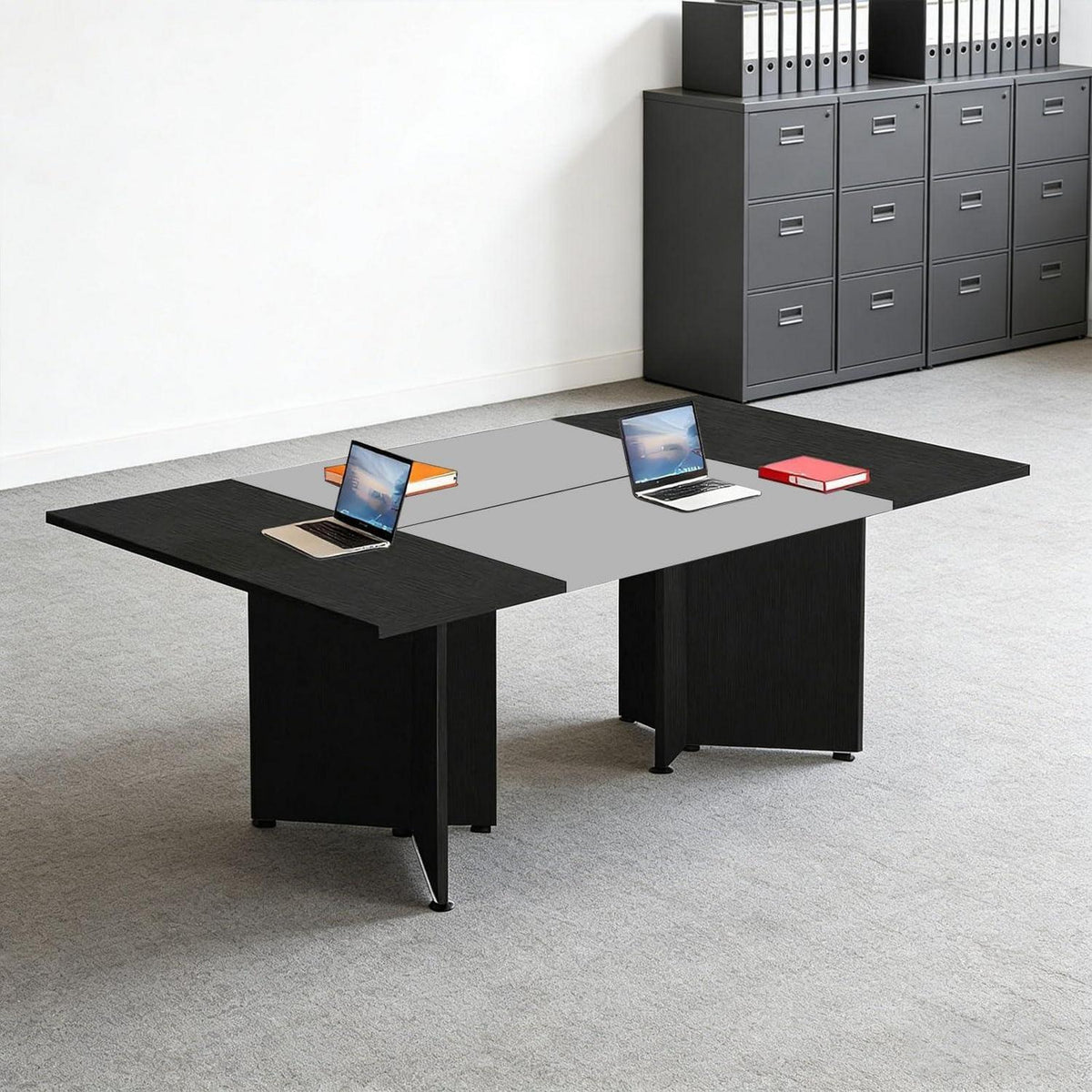 Erweiterbarer Konferenztisch Modular | 240 cm | Schwarz & Dunkelgrau