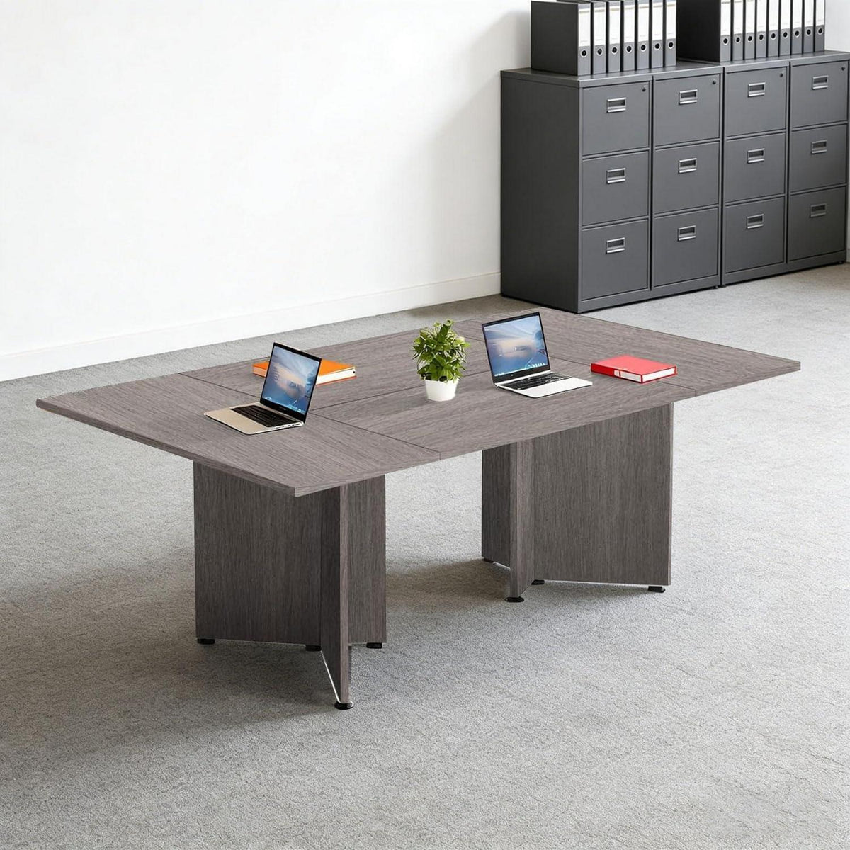 Modularer Konferenztisch, Erweiterbar für 4-12 Personen, 600x120 cm, Dunkelgrau