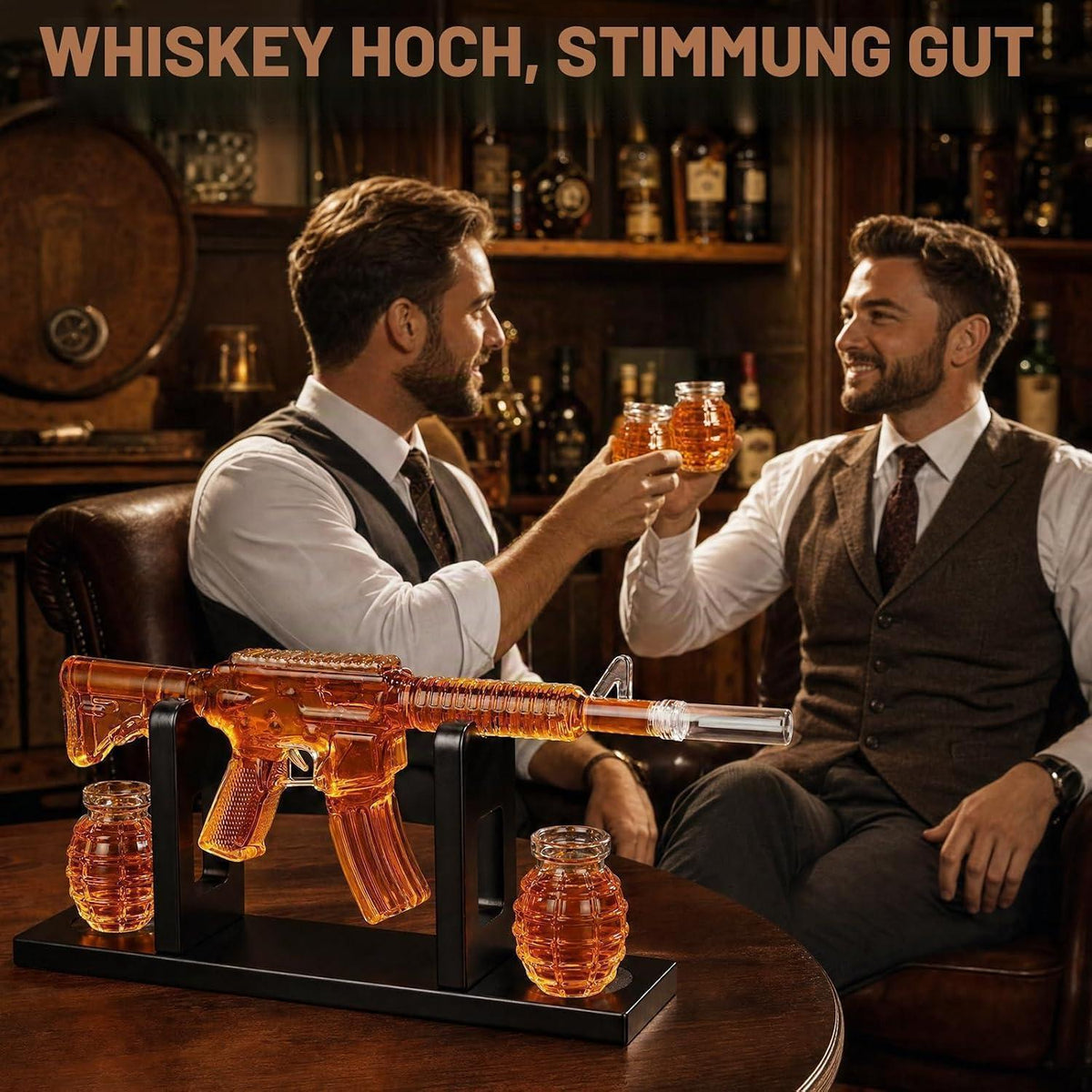 Whiskey Dekanter Set mit Gläsern & Trichter – Geschenk für Männer
