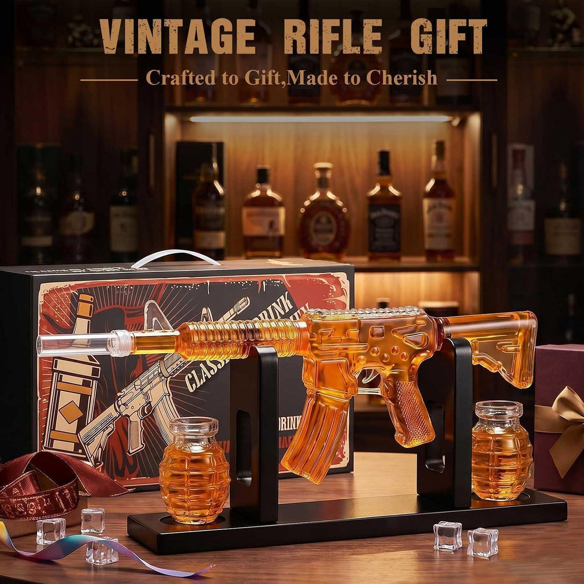 Whiskey Dekanter Set mit Gläsern & Trichter – Geschenk für Männer