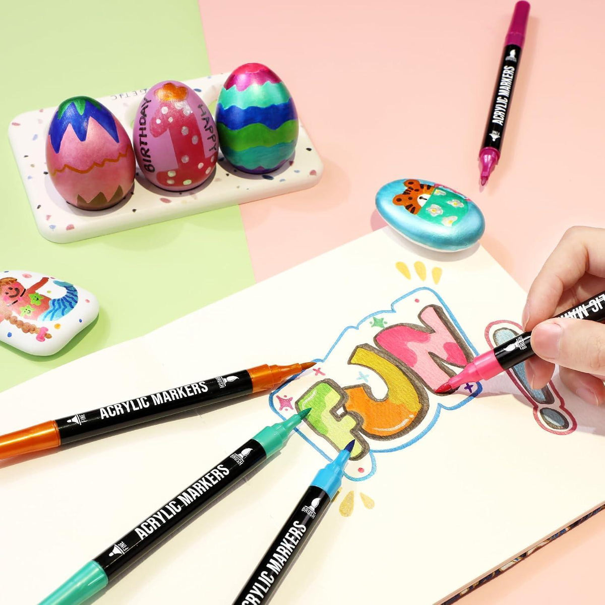Acryl Marker Set 24 Metallic | Dual Tip für Kunst & Basteln