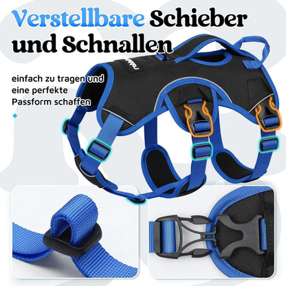 Hundegeschirr Brustgeschirr Groß Hunde Schwarz & Marineblau L