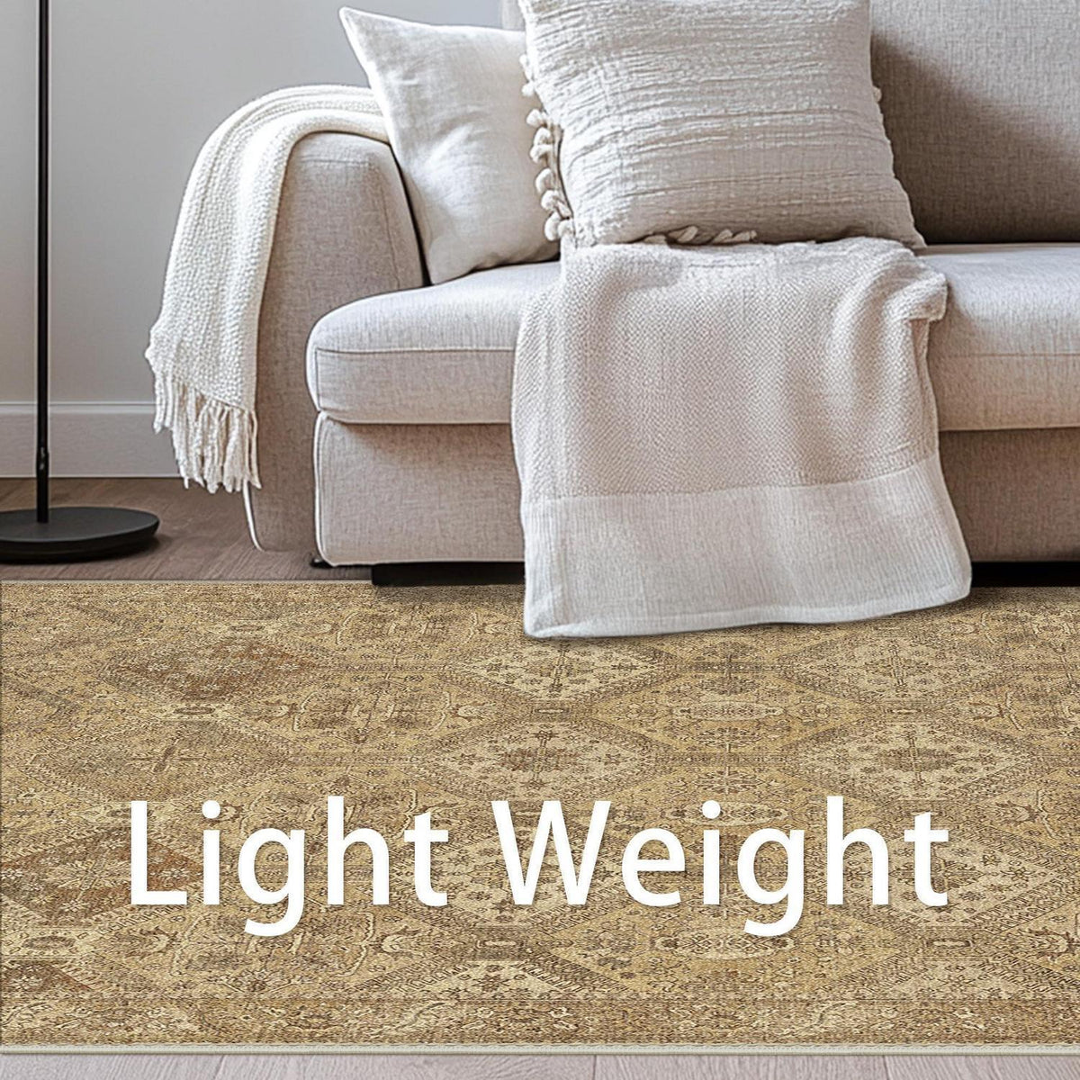 Vintage Teppich Wohnzimmer 240x300cm Taupe Rechteckig