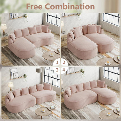 Modulares Chenille Sofa L-Form mit Chaiselongue – Hellbraun