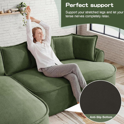 Modulares Chenille Sofa – Tiefes Sitzgefühl & Kein Aufbau