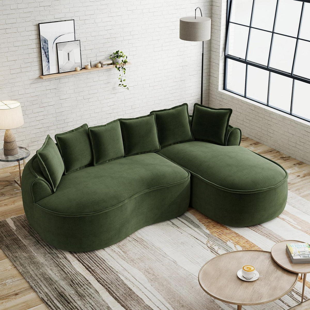 Modulares Chenille-Sofa mit Chaiselongue & extra Tiefe