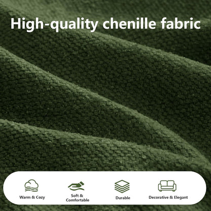 Modulares Chenille-Sofa 2-Sitzer mit Chaiselongue – Grün