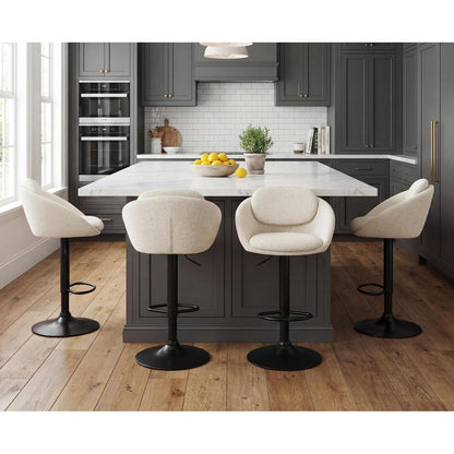 Verstellbarer Chenille Barhocker 2er Set – Beige
