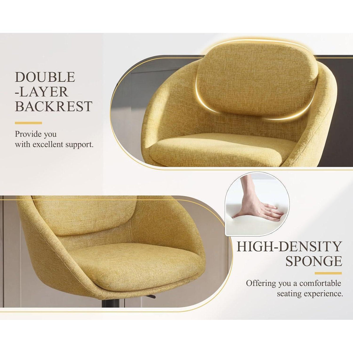 Ya-Home Barhocker 4er Set – Chenille, Höhenverstellbar & Drehbar