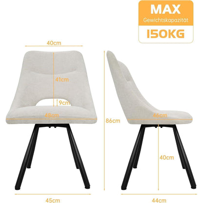 Drehbarer Esszimmerstuhl mit Bezug – Beige