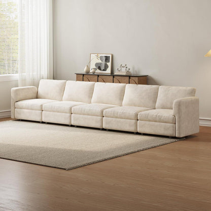 L-Form Ecksofa Stoff 4-Sitzer mit Ottomane & Stauraum