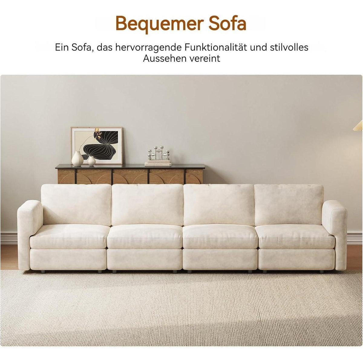 L-Form Ecksofa Stoff 4-Sitzer mit Ottomane & Stauraum