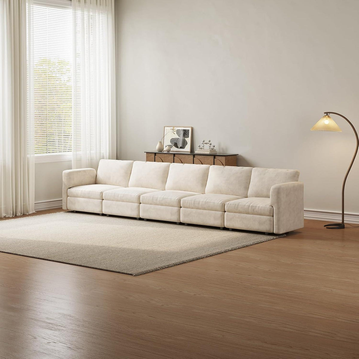 L-Form Ecksofa Stoff 4-Sitzer mit Ottomane & Stauraum