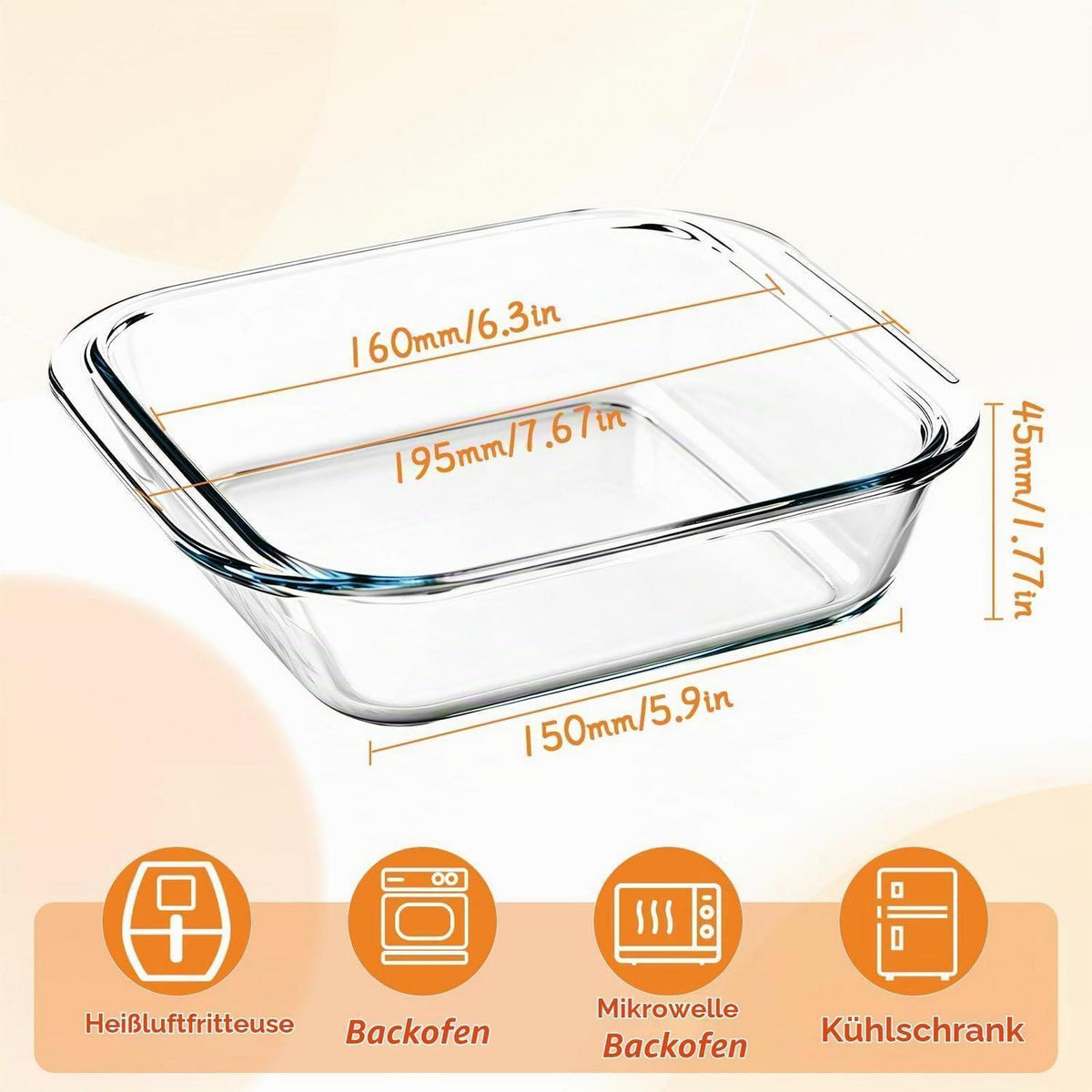 Auflaufform Glas Transparent 0.8L 19.5x16.8cm