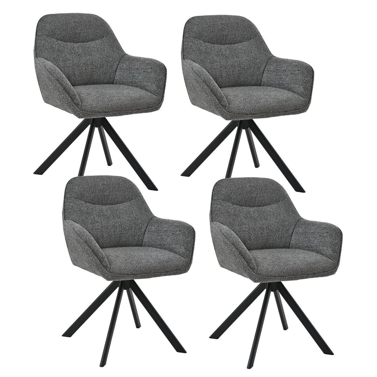 Drehbarer Esszimmerstuhl Set Grau, Chenille, 4er Pack