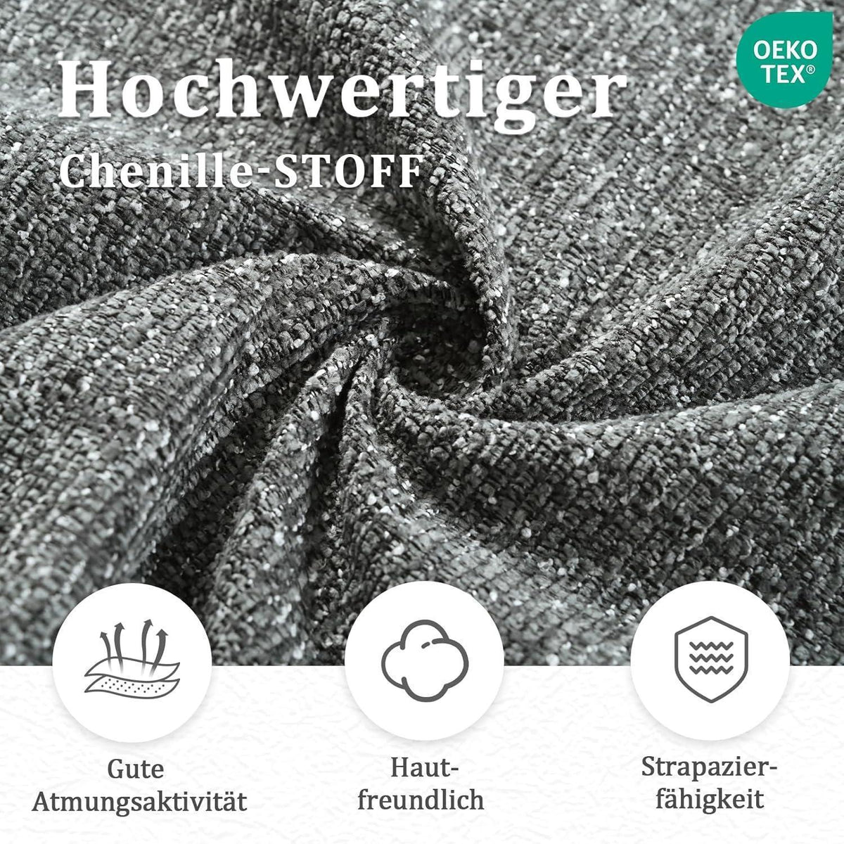 Drehbarer Esszimmerstuhl Set Grau, Chenille, 4er Pack