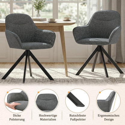 Drehbarer Esszimmerstuhl Set Grau, Chenille, 4er Pack