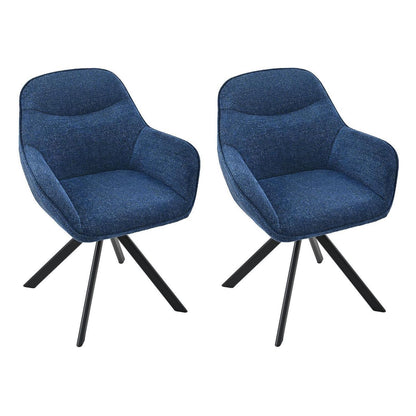 Drehbarer Esszimmerstuhl Set 2x Dunkelblau, Chenille Polsterstuhl