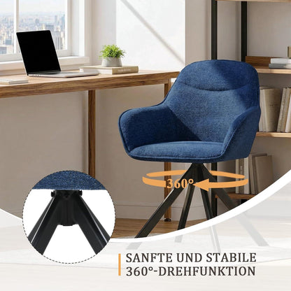 Drehbarer Esszimmerstuhl Set 2x Dunkelblau, Chenille Polsterstuhl