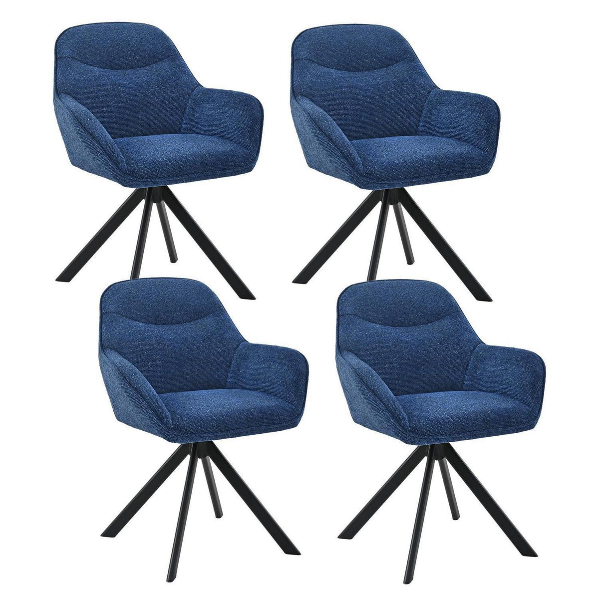 Drehbarer Esszimmerstuhl Set 4er – Dunkelblau, Chenille