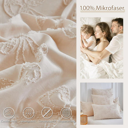 Boho Tufting Bettwäsche Set Beige 220x240cm