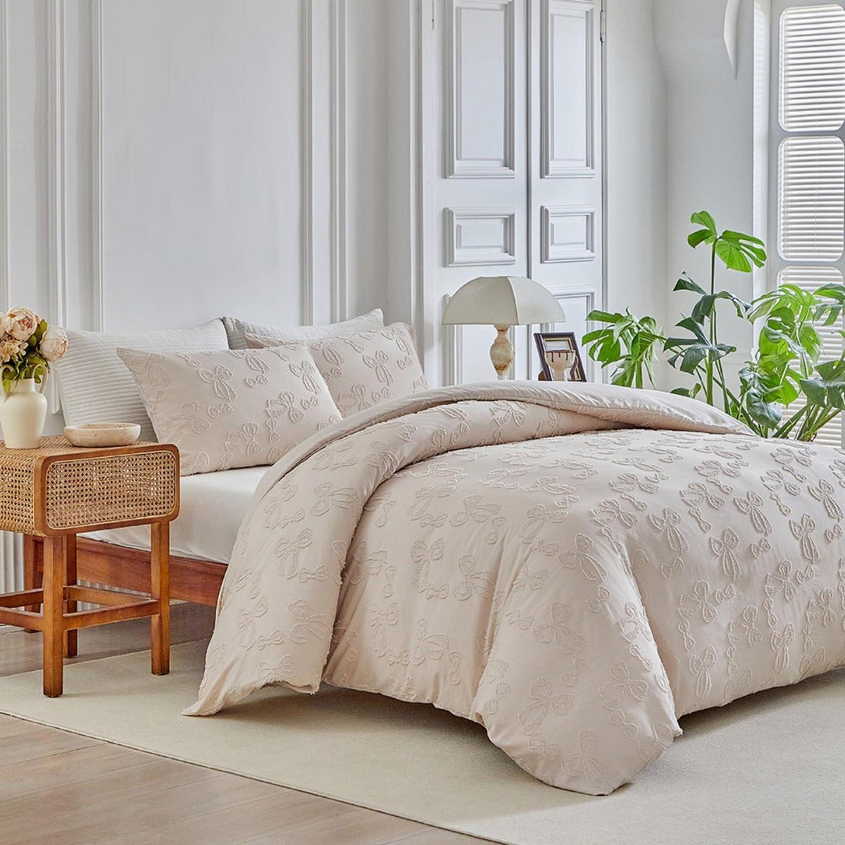 Boho Tufting Bettwäsche Set Beige 220x240cm