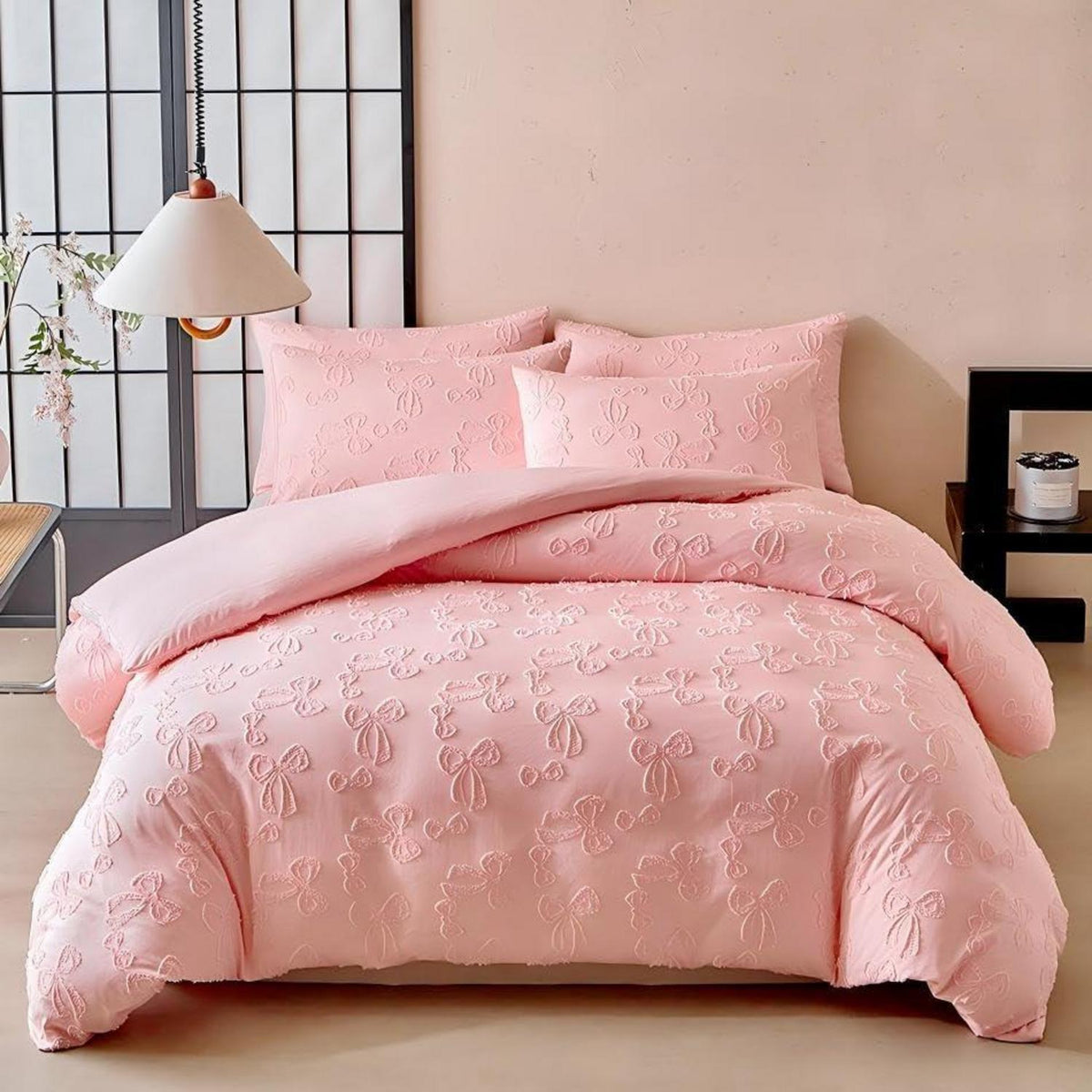 Boho Bettwäsche Set getuftet Rosa 135x200