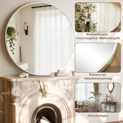Runder Wandspiegel 60cm mit Aluminiumrahmen – Badezimmer Spiegel
