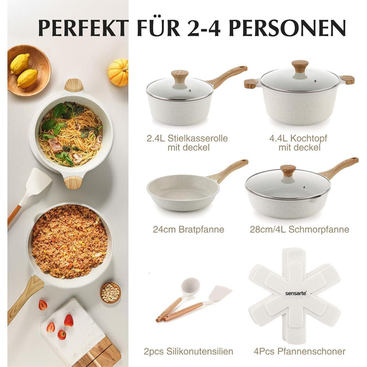 13-teiliges Pfannenset mit Antihaftbeschichtung & Glasdeckel