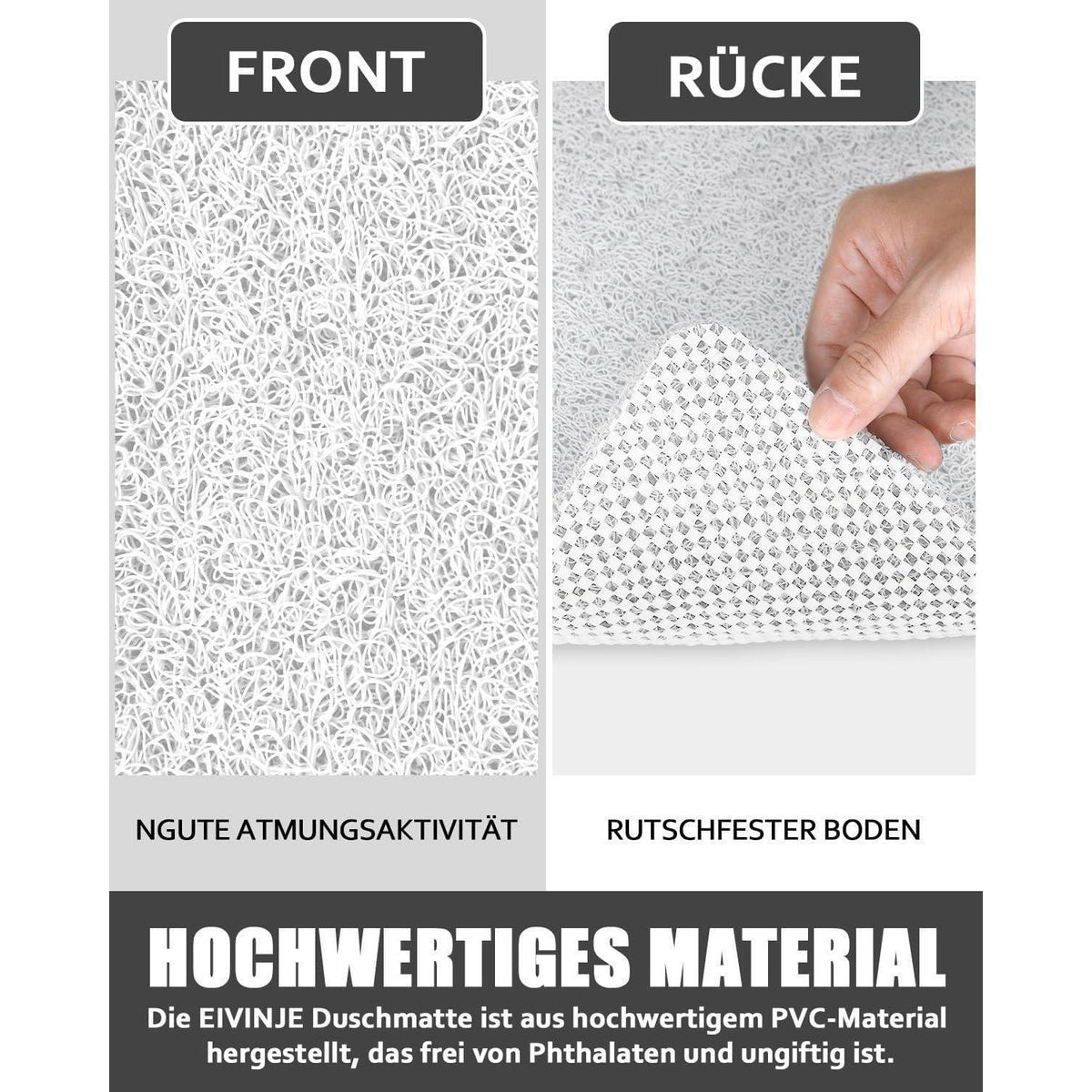 Rutschfeste Duschmatte 60x90 cm – Weiche Luffa Massage Matte
