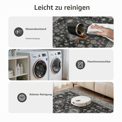 Vintage Teppich Wohnzimmer 160x230 cm Anthrazit Rechteck