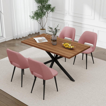 Moderner Esstisch Set mit 4 Cord-Stühlen (140x80cm)