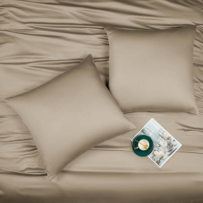 Bambus Bettwäsche 220x240 cm - Kühlend & Atmungsaktiv Braun Beige