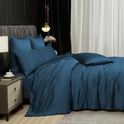 Bambus Bettwäsche Set 200x220 cm Petrol Blau Kühlend & Atmungsaktiv