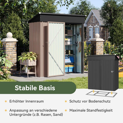 Gerätehaus Metall 150x91x185 cm mit Fundamentrahmen & Schloss