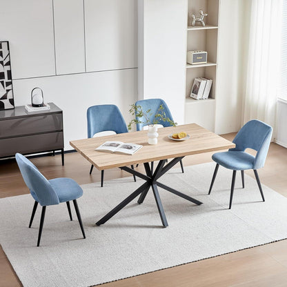 Moderner Esstisch Set mit 4 Cord-Stühlen (140x80cm)