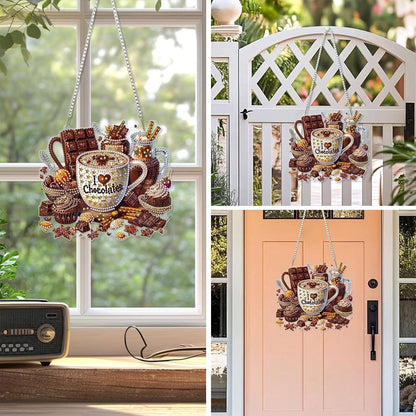 Diamantmalerei Anhänger Dessert Kaffee 5D DIY Fensterbild