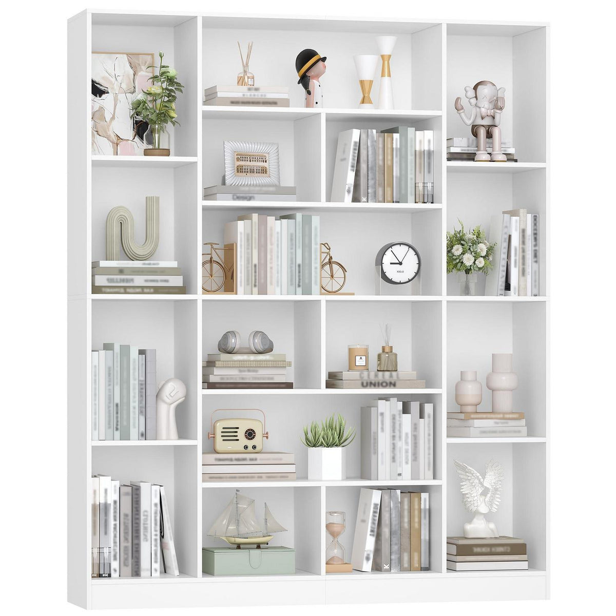 Weißes Bücherregal mit 17 Fächern – Standregal für Wohnzimmer & Büro